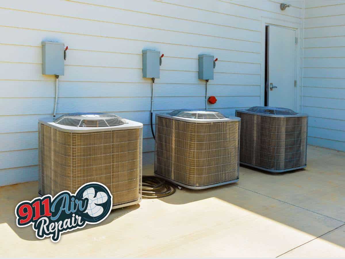 Outdoor HVAC units after routine HVAC Maintenance